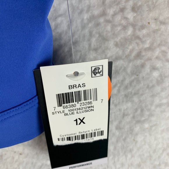 ID Ideology Women's Performance Medium Impact Blue Sports Bra Size 1X NWT 8266 - Picture 2 of 7